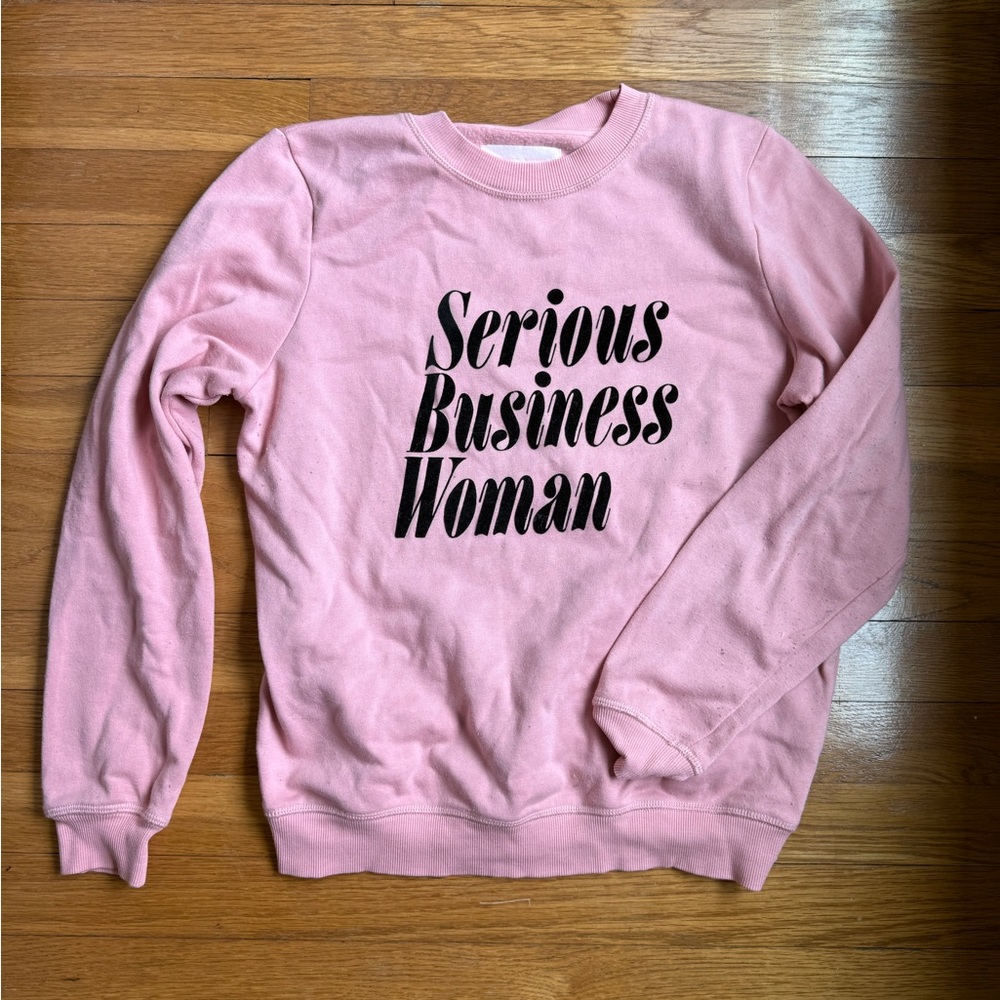 ban.do Pink Crewneck Sweater Serious Business Woman